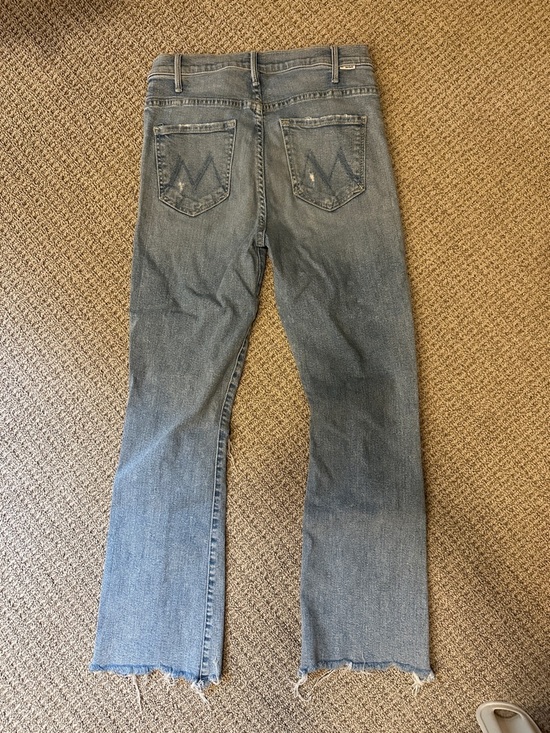 MOTHER Denim - MOTHER Straight Leg Jeans in Light Blue Denim with 'M' Back Pockets